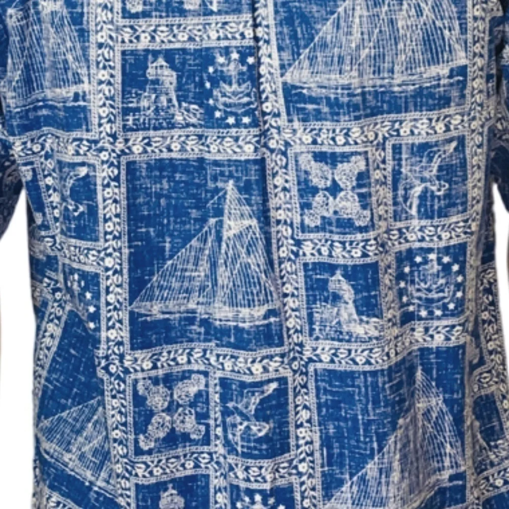 REYN Spooner Authentic Vintage Hawaiian Shirt Top Tiki Nautical Theme NWOT - Picture 6 of 11